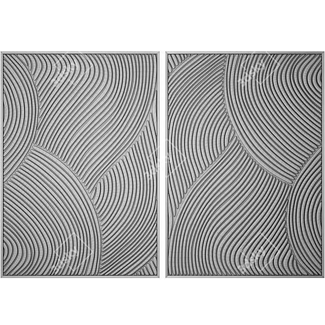 Wave Pattern Wall Art Panel 3D model image 3