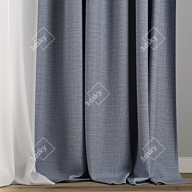 Texture Enhanced Curtain Set 3D model image 2