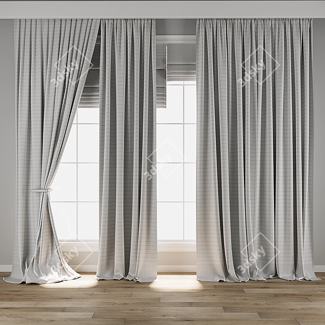 Texture Enhanced Curtain Set 3D model image 3