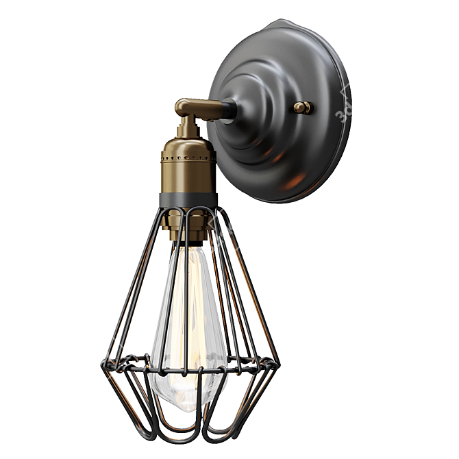 Vintage Iron Wall Sconce Light 3D model image 1