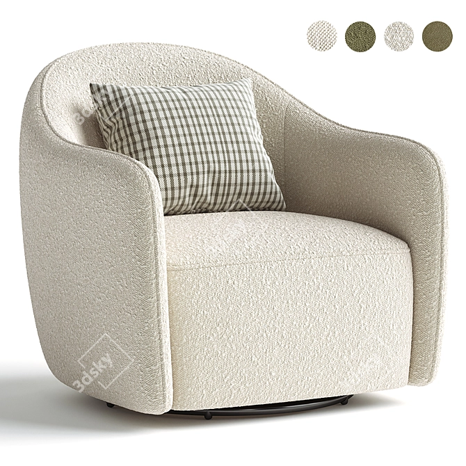 Elegant Beetle Swivel Armchair deco 3D model image 1