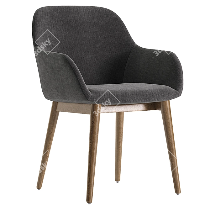 Contemporary Beige Konna Chair with Ash Wood Legs 3D model image 3