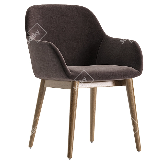 Contemporary Beige Konna Chair with Ash Wood Legs 3D model image 4