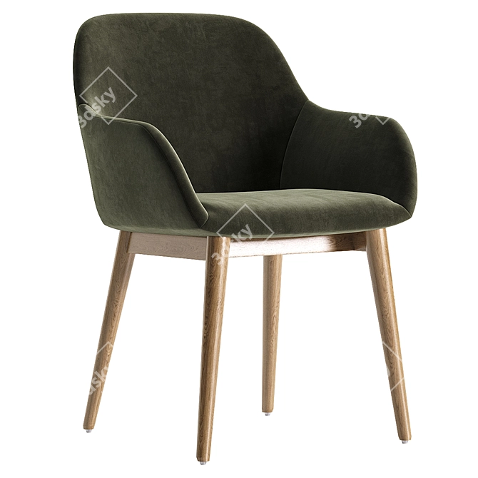 Contemporary Beige Konna Chair with Ash Wood Legs 3D model image 5