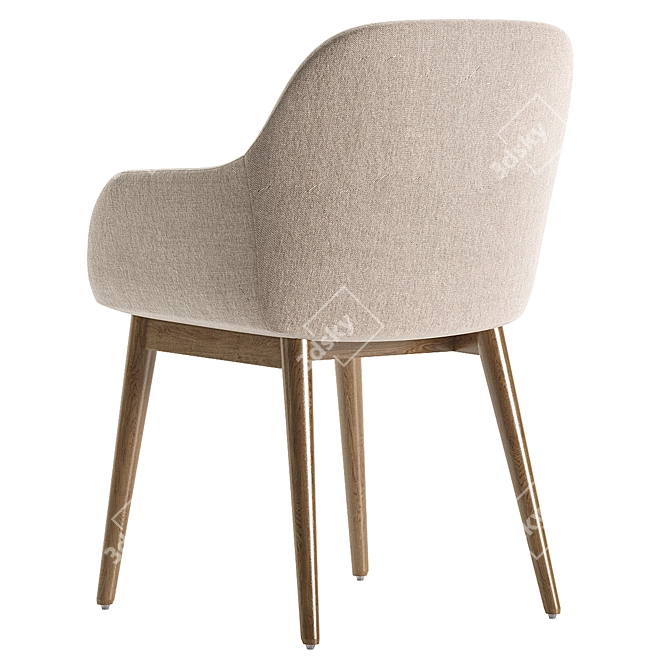 Contemporary Beige Konna Chair with Ash Wood Legs 3D model image 6