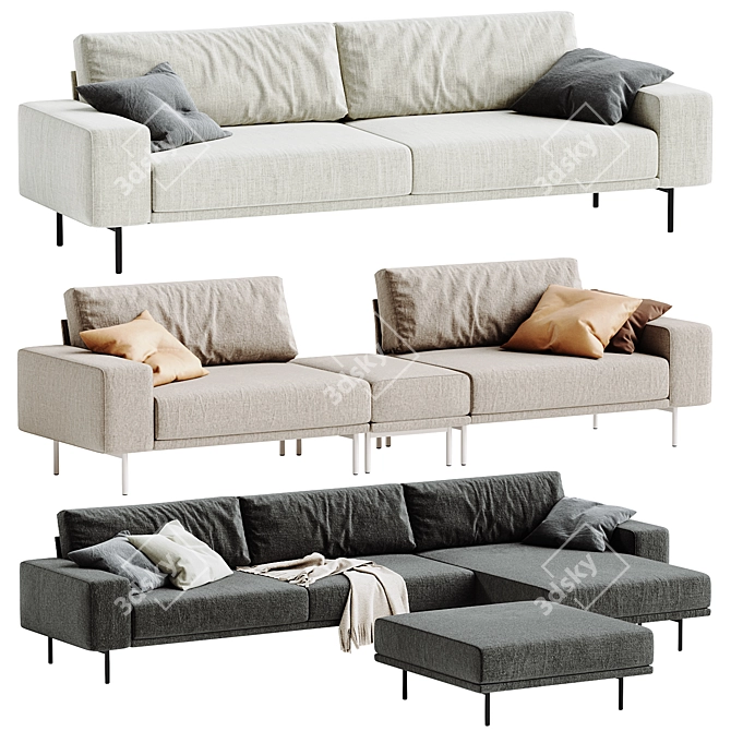 Modern 3D Max Piu Sofa 3D model image 1