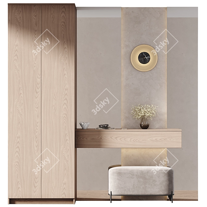 Natural Wood Mirror-Lit Furniture 3D model image 2