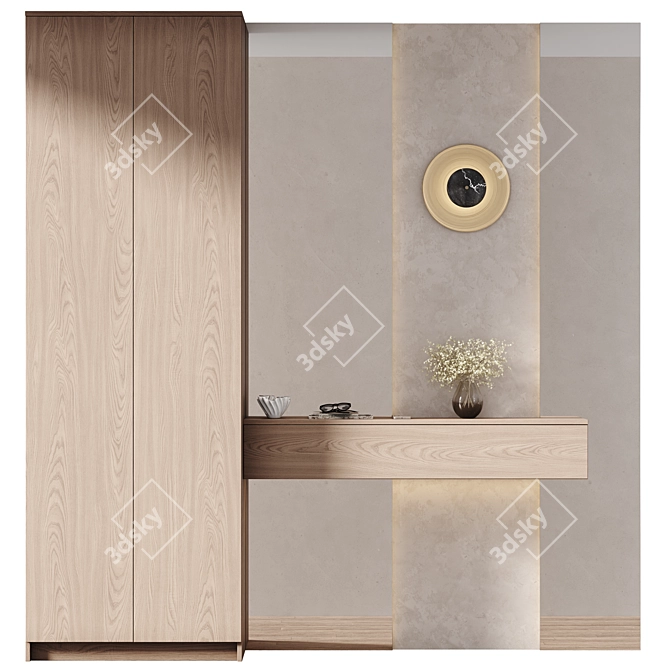 Natural Wood Mirror-Lit Furniture 3D model image 7