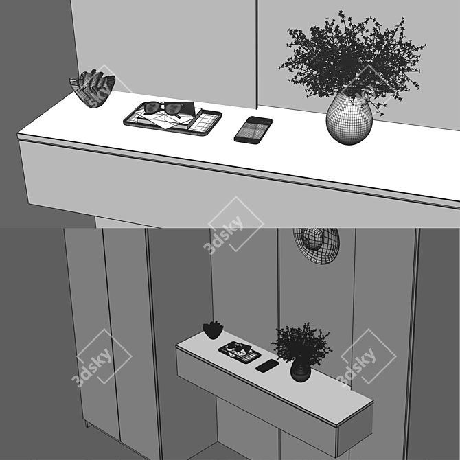 Natural Wood Mirror-Lit Furniture 3D model image 10