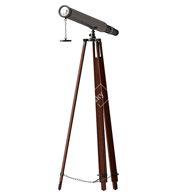 Bronze Leather Telescope on Stand 3D model image 5