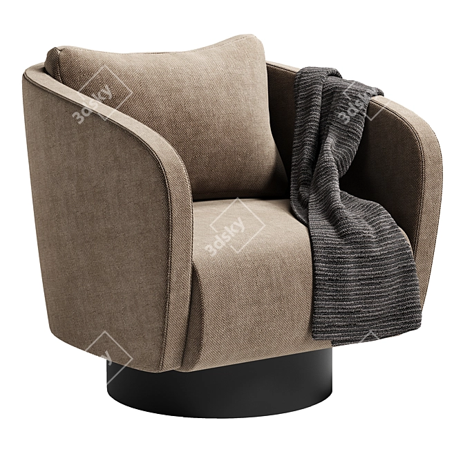 Luxurious Velvet Armchair with Style 3D model image 2