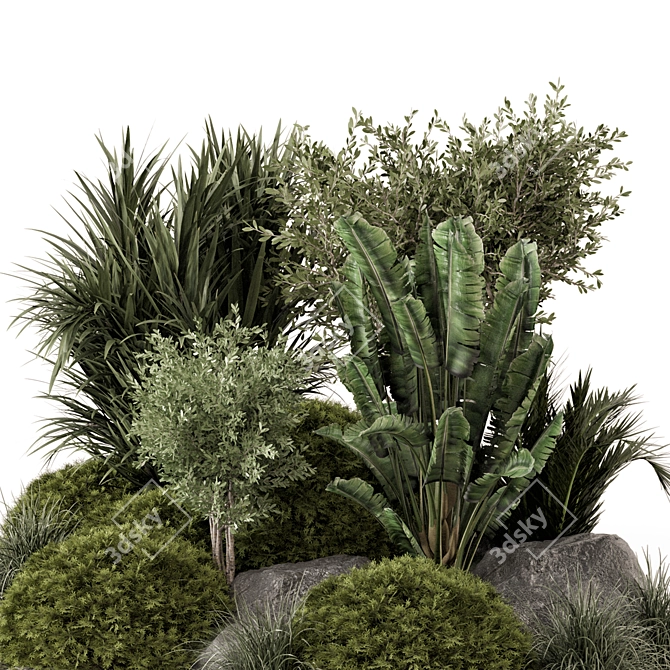 Outdoor Garden Set: Lush Bushes 3D model image 2