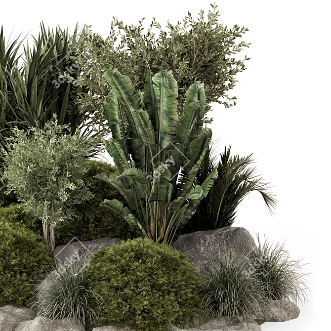 Outdoor Garden Set: Lush Bushes 3D model image 4