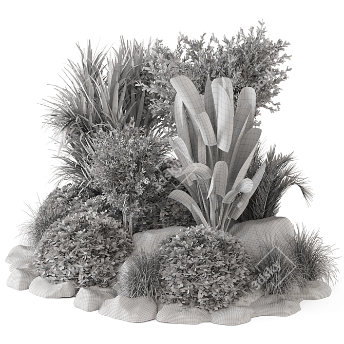 Outdoor Garden Set: Lush Bushes 3D model image 7