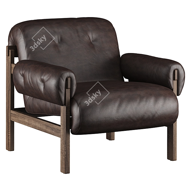 Modern Leather Cora Armchair 3D model image 1