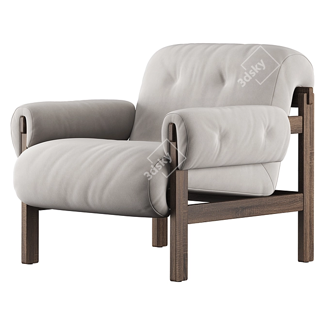 Modern Leather Cora Armchair 3D model image 2