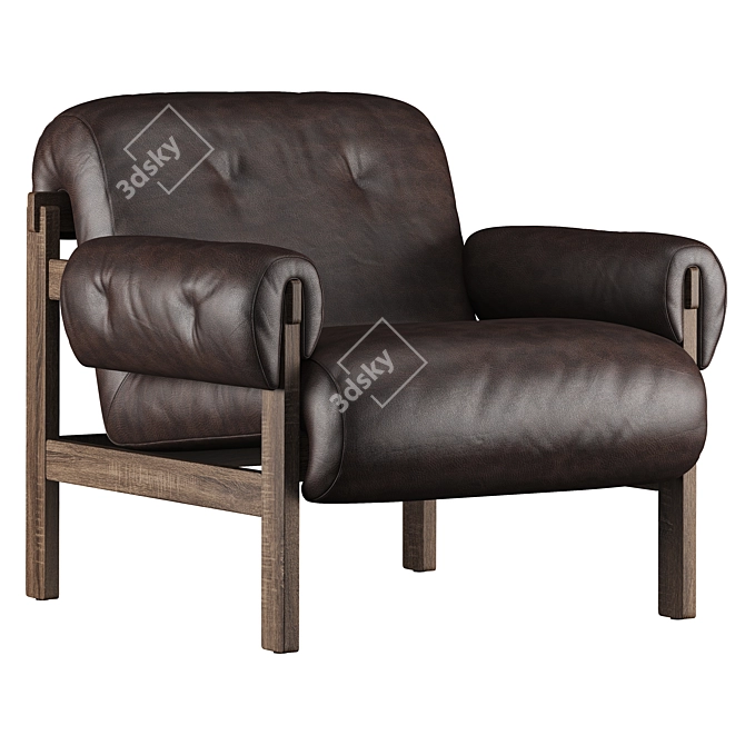 Modern Leather Cora Armchair 3D model image 3