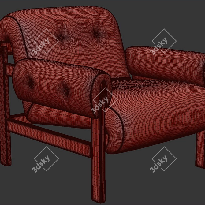 Modern Leather Cora Armchair 3D model image 5