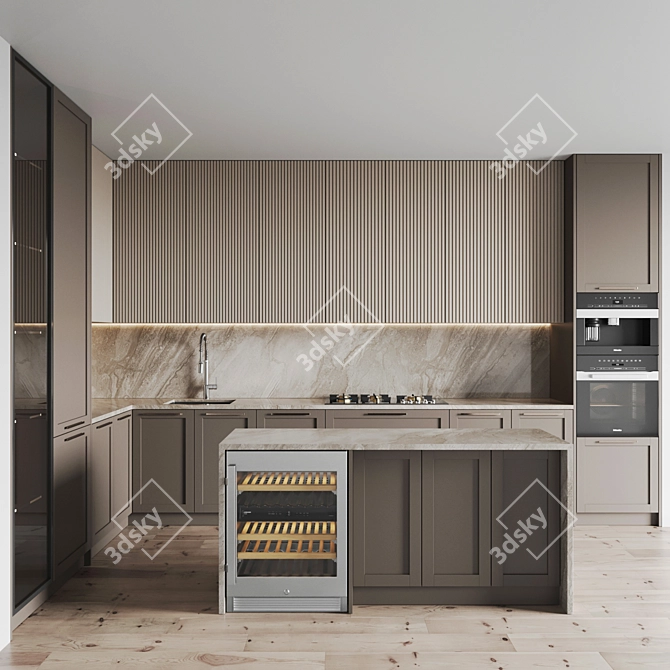  Modern Kitchen Design Set 3D model image 1