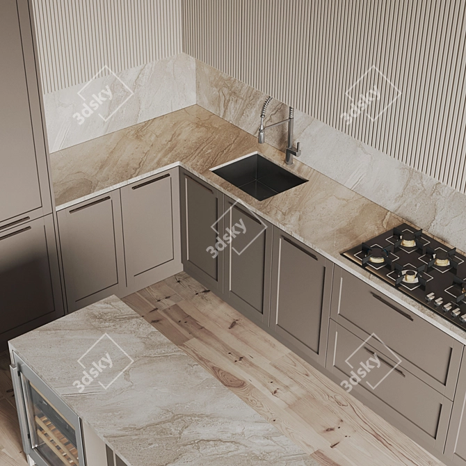  Modern Kitchen Design Set 3D model image 4