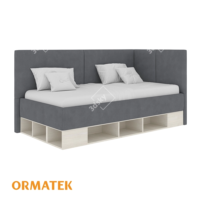 Stylish Bed with Lift Mechanism 3D model image 1