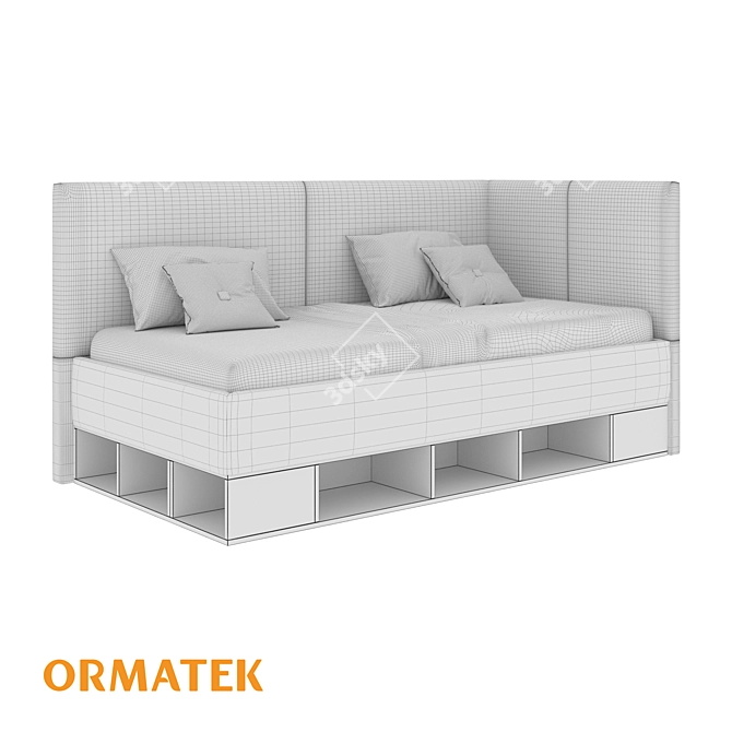 Stylish Bed with Lift Mechanism 3D model image 2