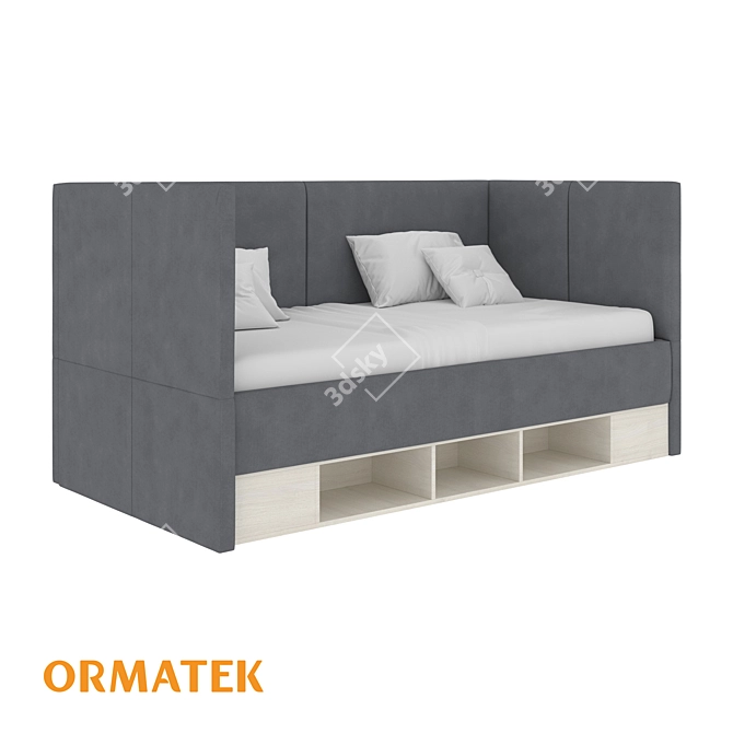 Stylish Bed with Lift Mechanism 3D model image 3