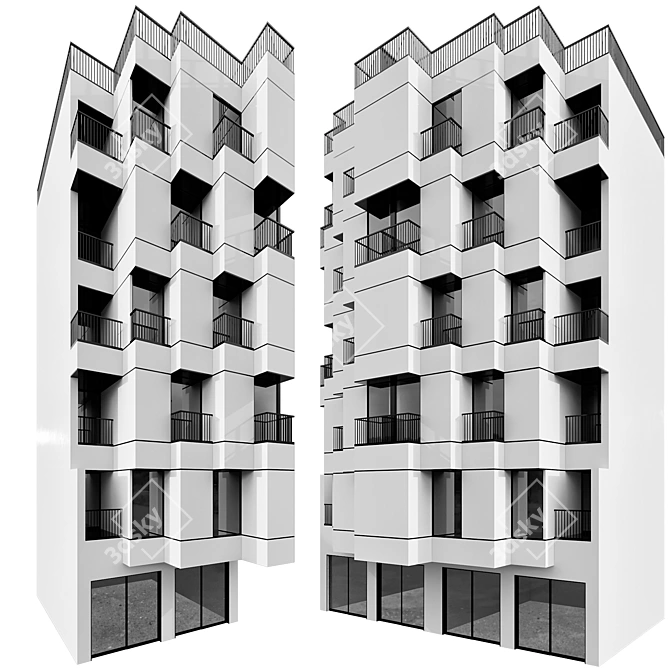 Detailed Building Model No108 3D model image 1