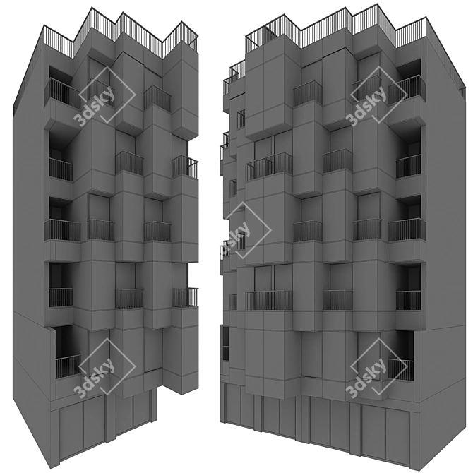 Detailed Building Model No108 3D model image 6