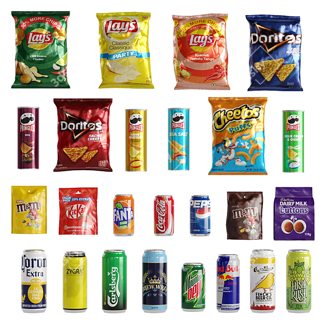  Snacks & Drinks Variety Pack 3D model image 1