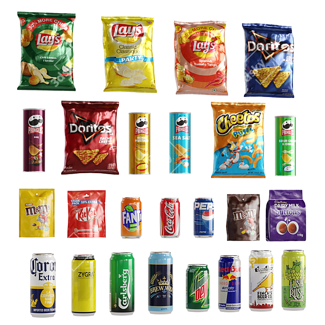  Snacks & Drinks Variety Pack 3D model image 2