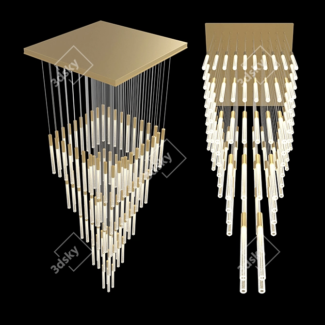 Modern Cascade Bubbles LED Chandelier 3D model image 3