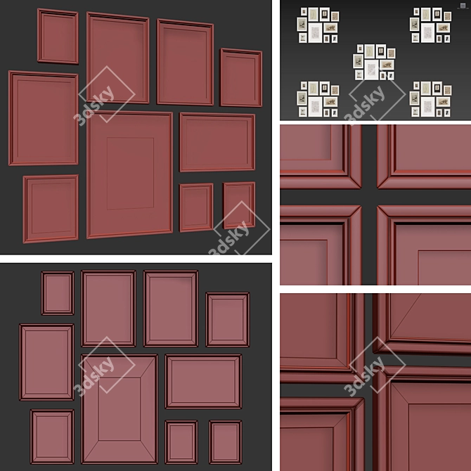 Versatile Wood Picture Frame Set 3D model image 6