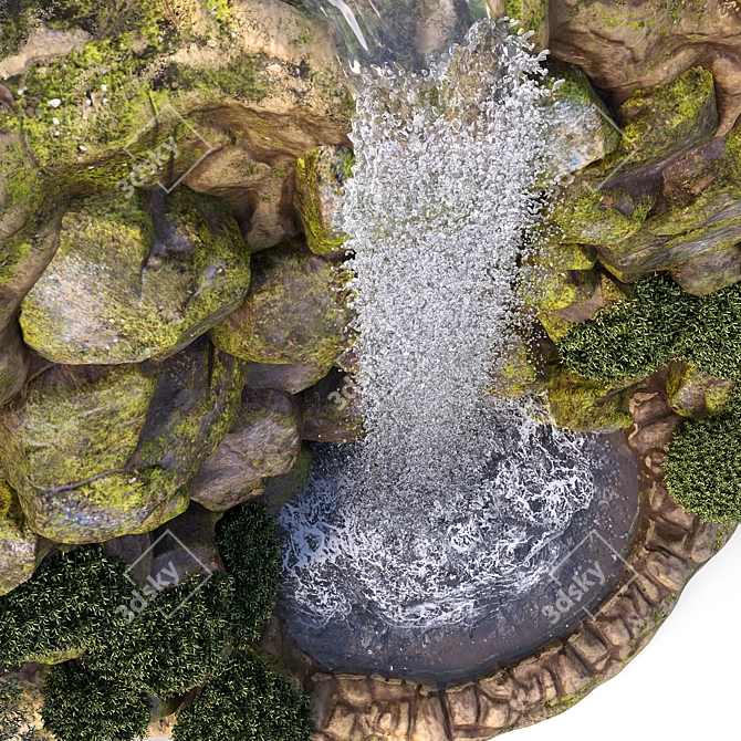 Cascade Falls Rocky Cliff Garden 3D model image 5