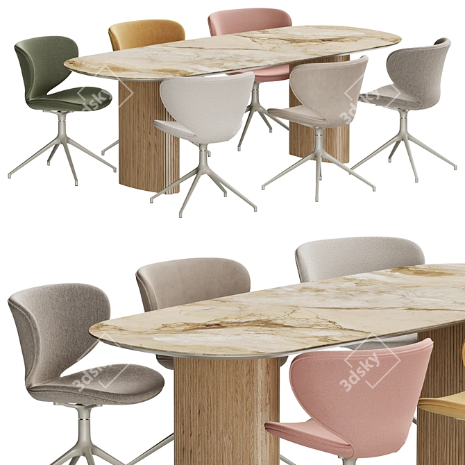 Modern Dining Chair Table Set 3D model image 4