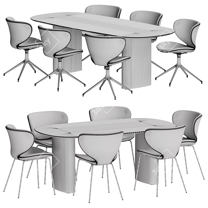 Modern Dining Chair Table Set 3D model image 6