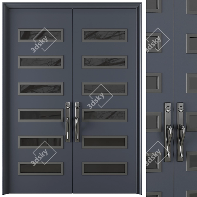 Modern Entrance Door Set 68 3D model image 2