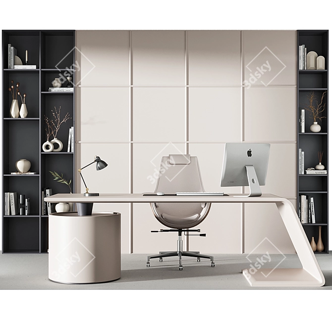 Modern Office Set Furniture Kit 3D model image 2