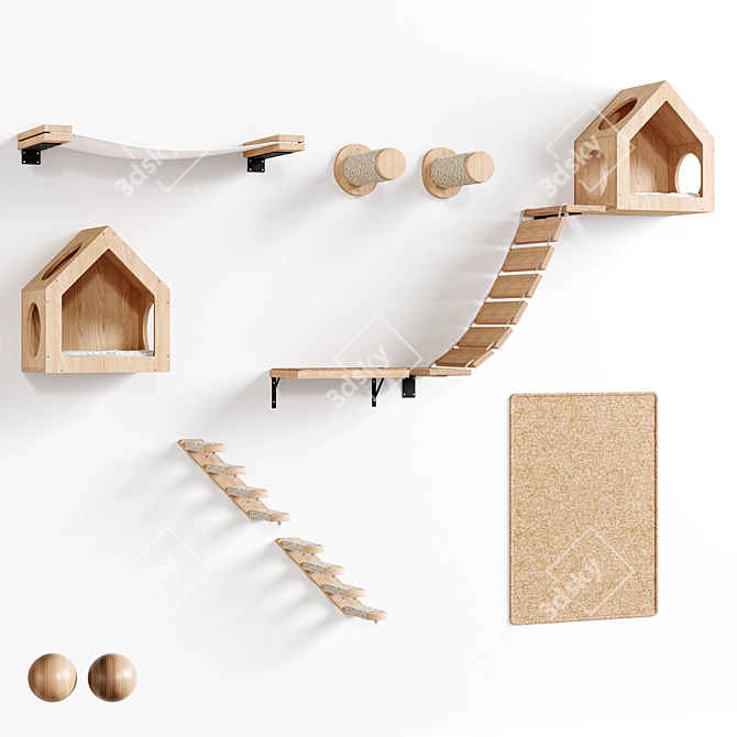 Pet Accessories Set with House 3D model image 1