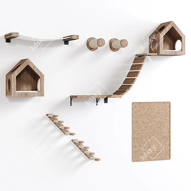 Pet Accessories Set with House 3D model image 3