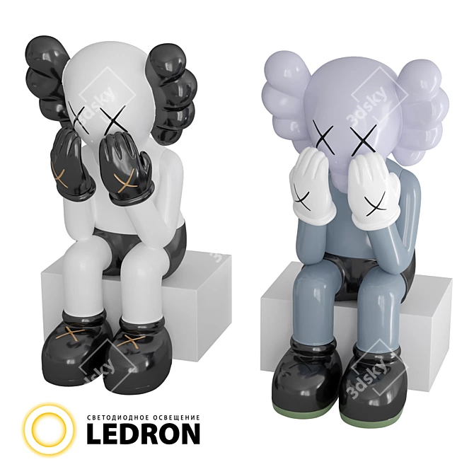 Designer KAWS Piggy Bank Figurine 3D model image 1