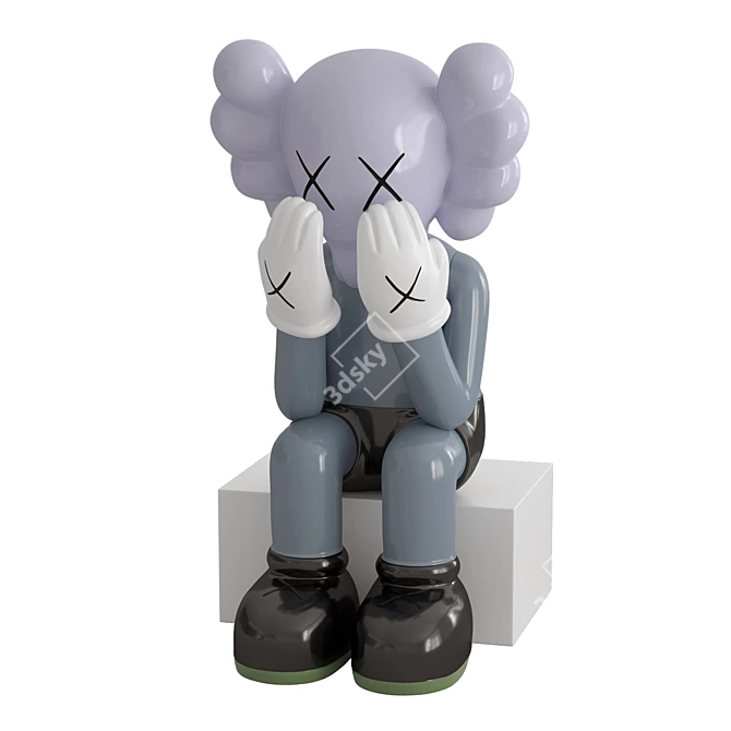 Designer KAWS Piggy Bank Figurine 3D model image 2