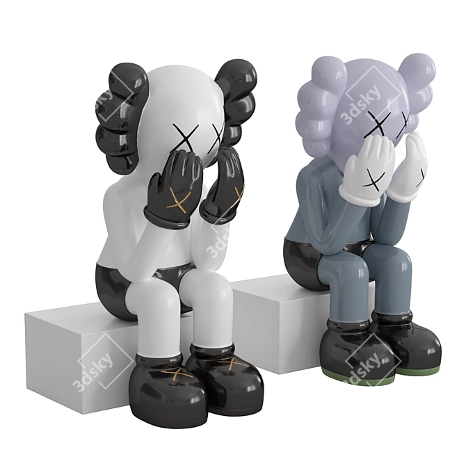 Designer KAWS Piggy Bank Figurine 3D model image 4