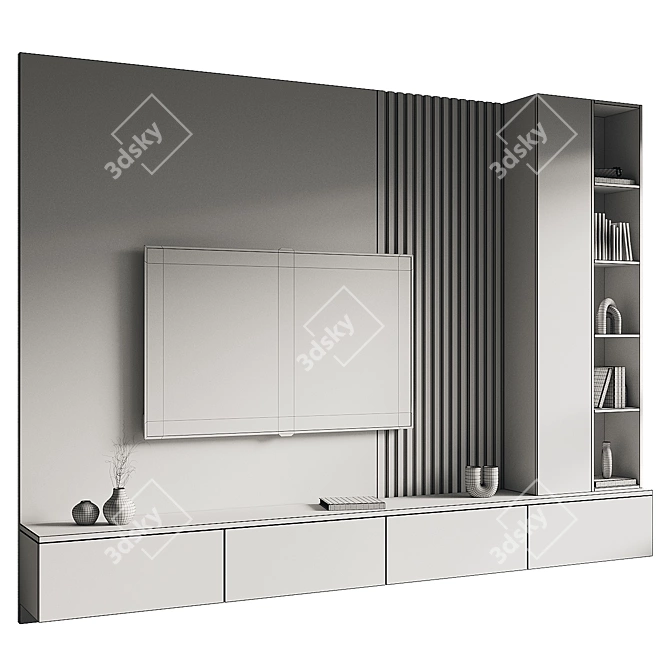  Modern TV Wall Set 3D 3D model image 4