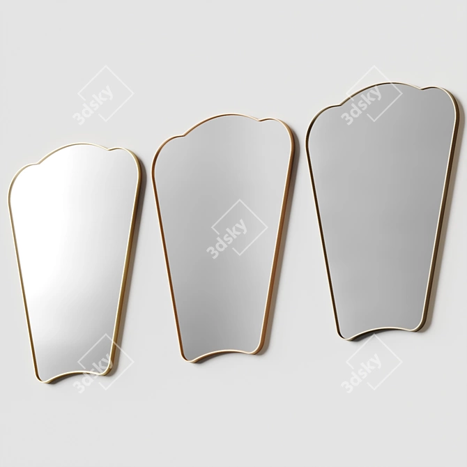 Indah Antique Brass Wall Mirror 3D model image 5