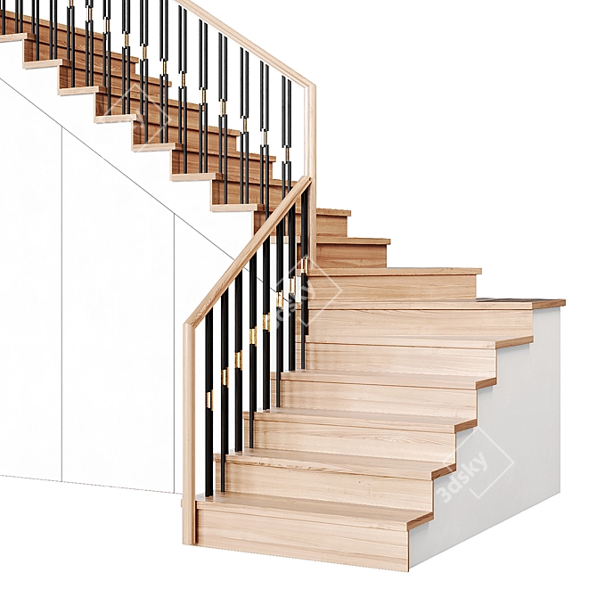 Modern Staircase 26 Kit 3D model image 2