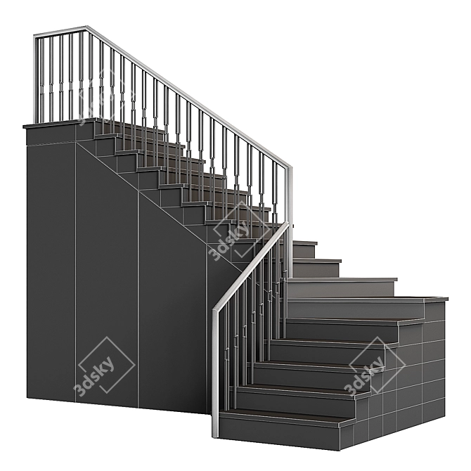 Modern Staircase 26 Kit 3D model image 4