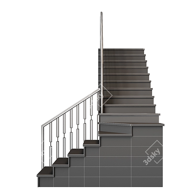 Modern Staircase 26 Kit 3D model image 6