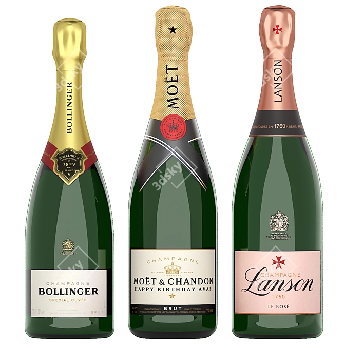 Luxury Champagne Bottle Collection 3D model image 1