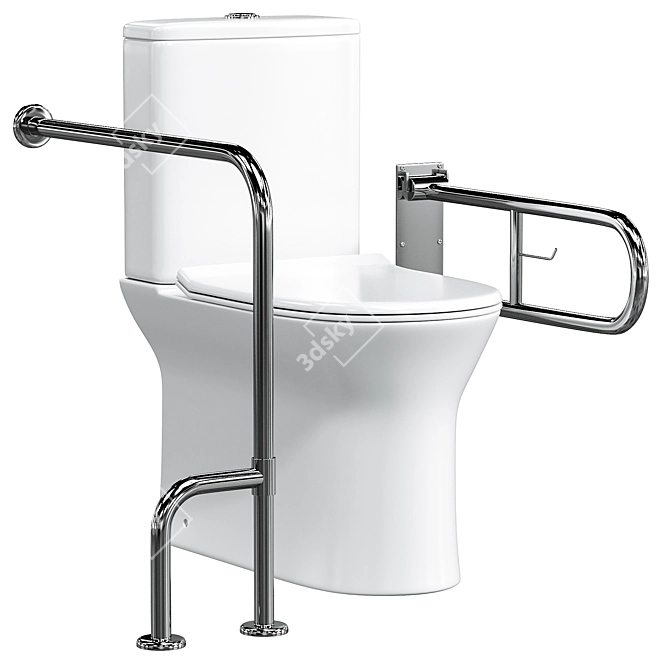 Stainless Steel Toilet Safety Grab Handle 3D model image 1